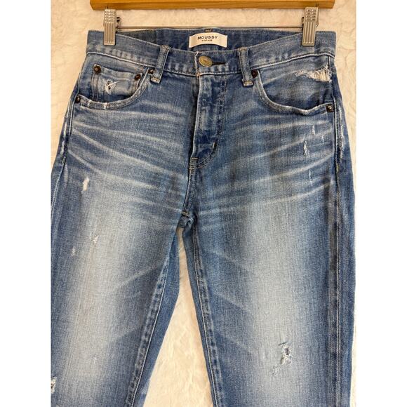 Moussy Vintage Diana Skinny Jeans Light Blue Distressed Raw Hem Cropped Ankle 26 - Picture 8 of 15